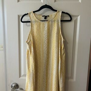 Forever 21 Yellow and White Patterned Midi Dress